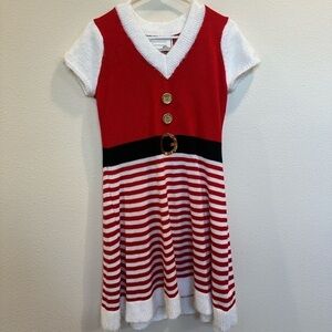 Christmas Red and White Striped Dress w/ Hat